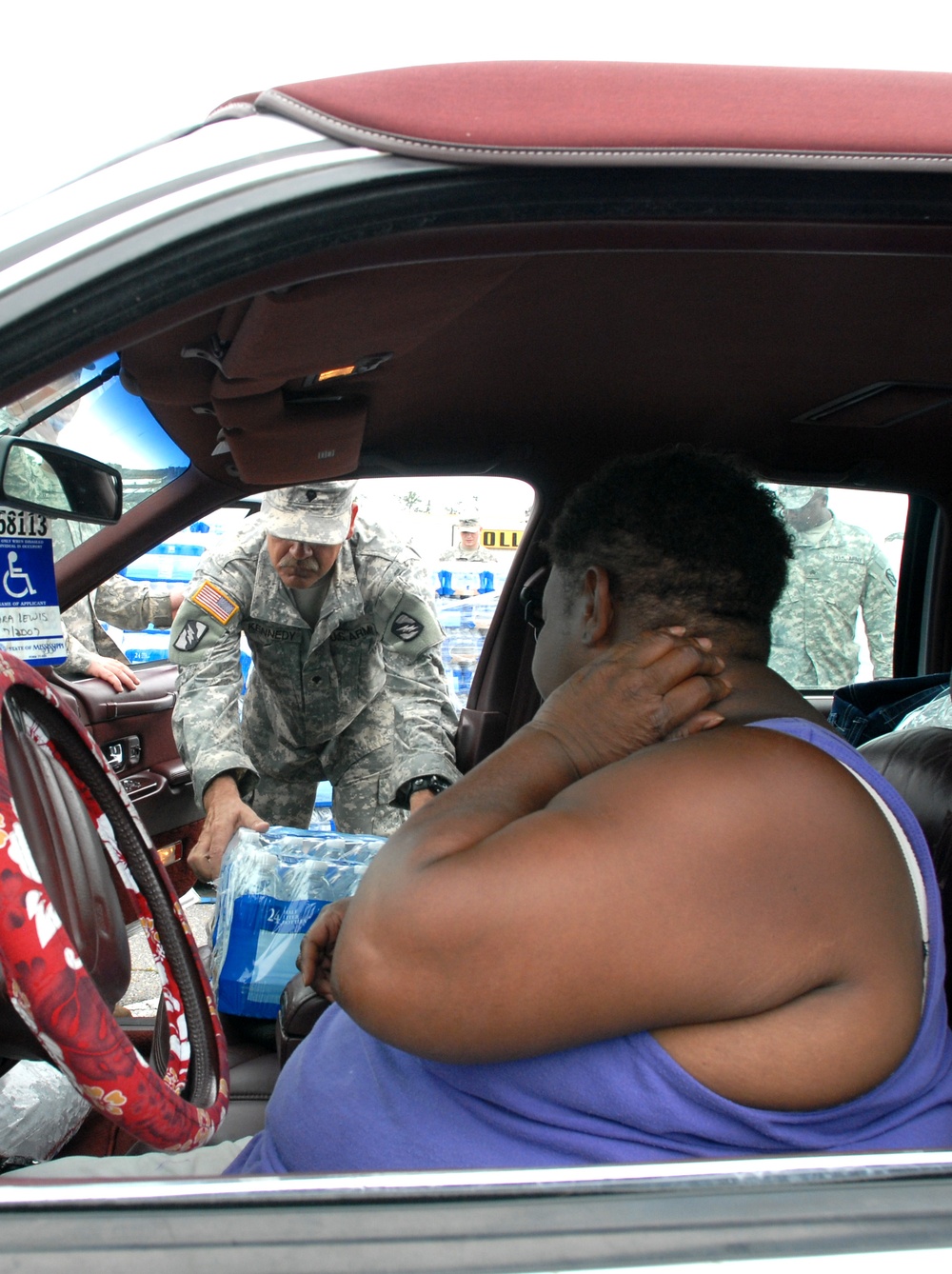 National Guard Distributes Water to Residents After Hurricane Gustav