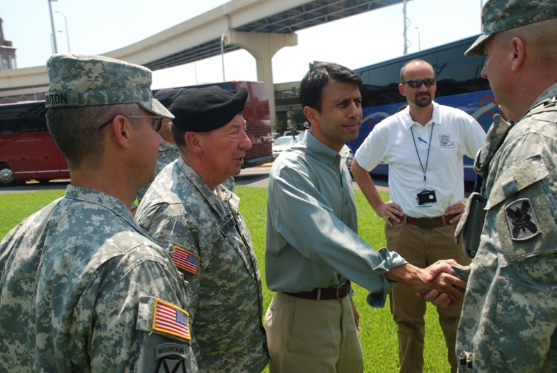 Louisiana Officials Greet National Guard Troops Ahead of Hurricane Gustav Evacuation