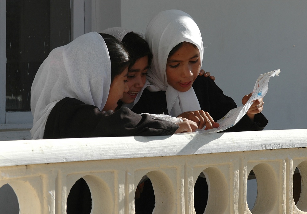 Afghan Girls Studying at Bagram School