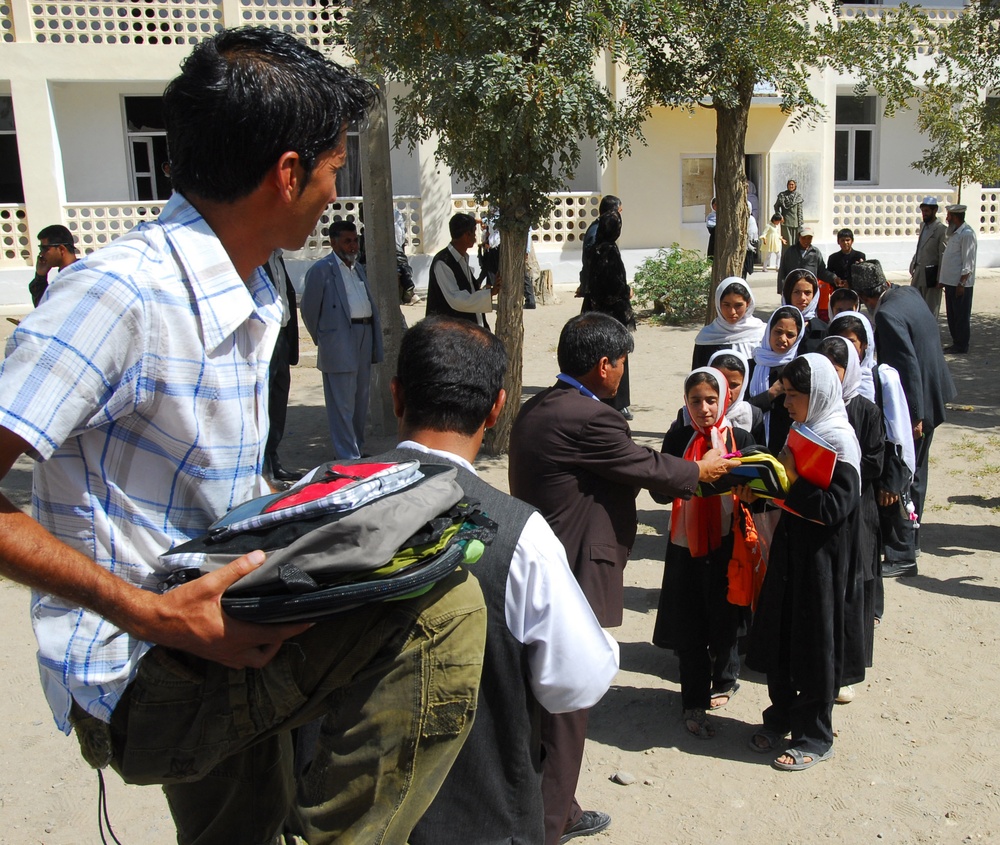Afghan Students Receive School Supplies at Bagram Girls School