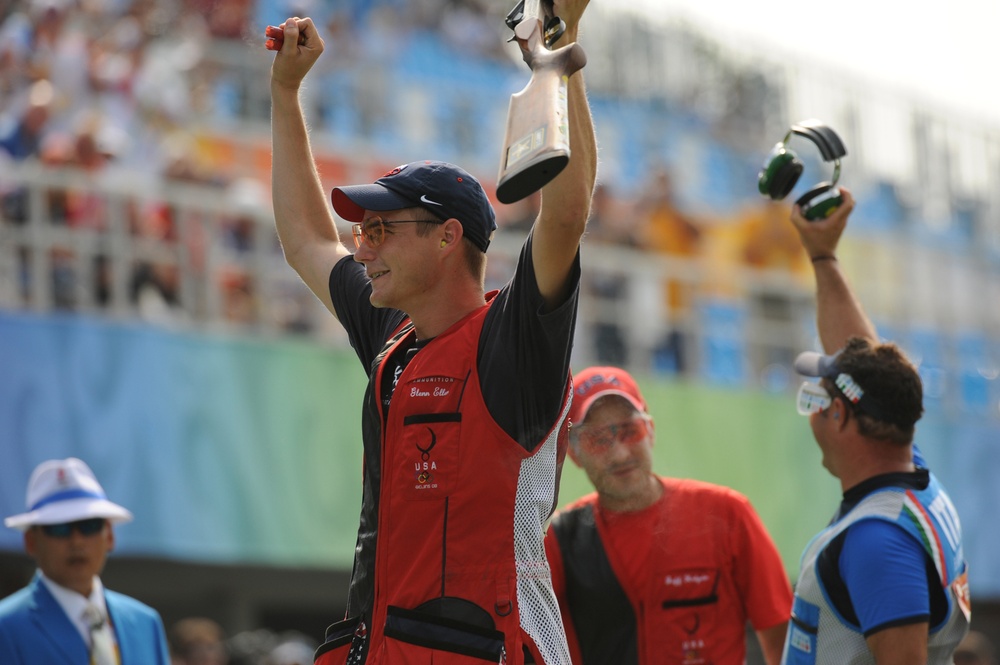 Army Marksman Sets Olympic Record in Double Trap Shooting