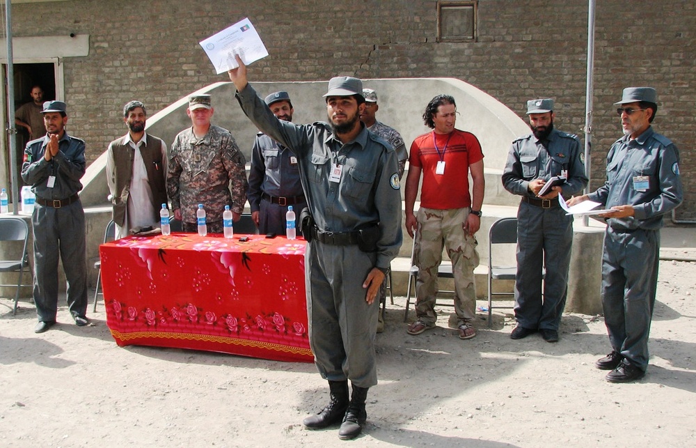 Afghan National Auxiliary Police Officer Celebrates Graduation