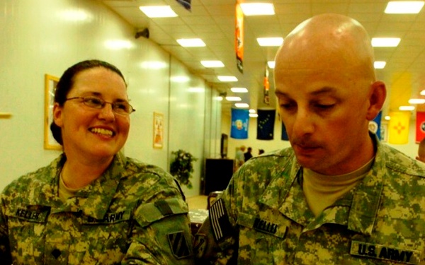 Army Couple Shares Meal at Forward Operating Base in Iraq