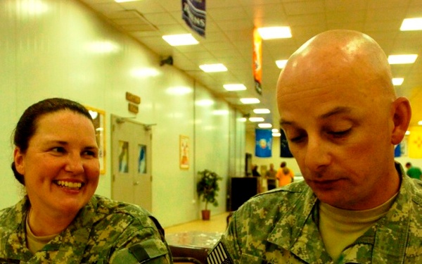 Army Couple Shares Meal at Forward Operating Base in Iraq