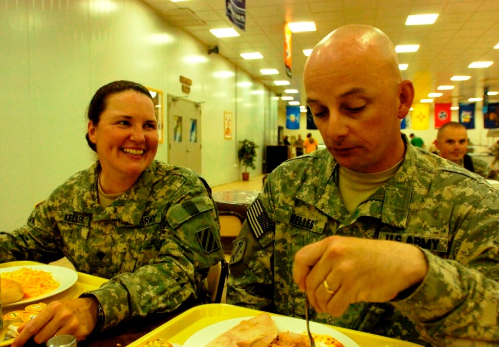 Army Couple Shares Meal at Forward Operating Base in Iraq