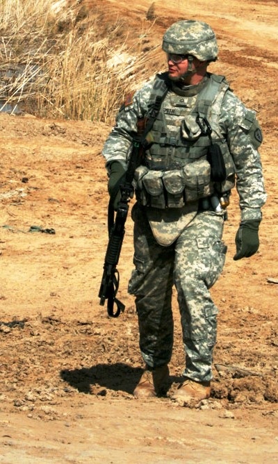 Soldier Maintains Security at Checkpoint in Taji, Iraq