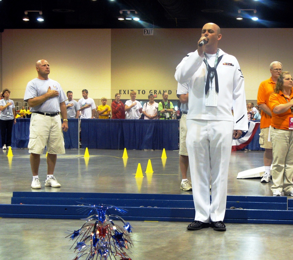 Navy Petty Officer Sings National Anthem at Disabled Veterans Wheelchair Games