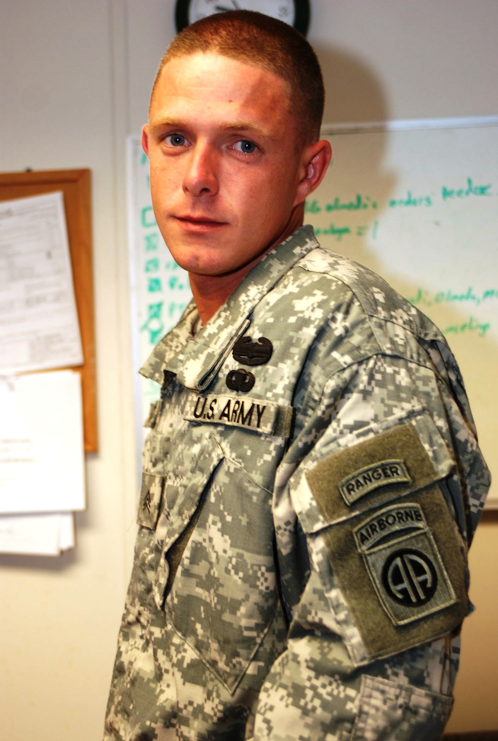 Army Sergeant Displays Prestigious Badges and Tabs