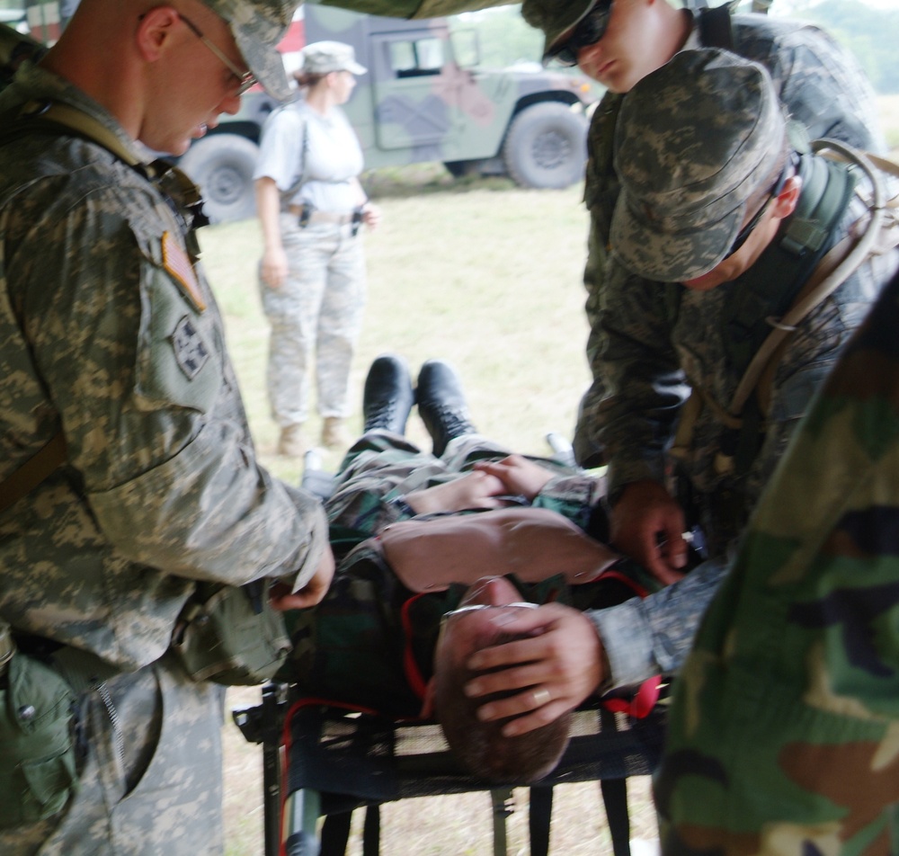 Medical Students Treat Wounded Patient at Battalion Aid Station