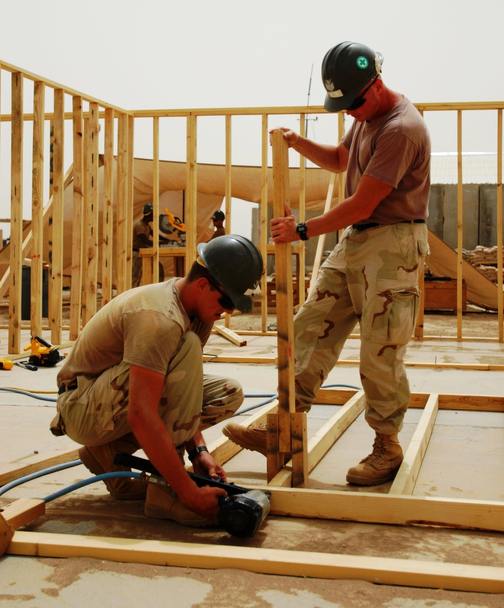 Navy Sailors Construct Tactical Operations Center Annex for Army Brigade