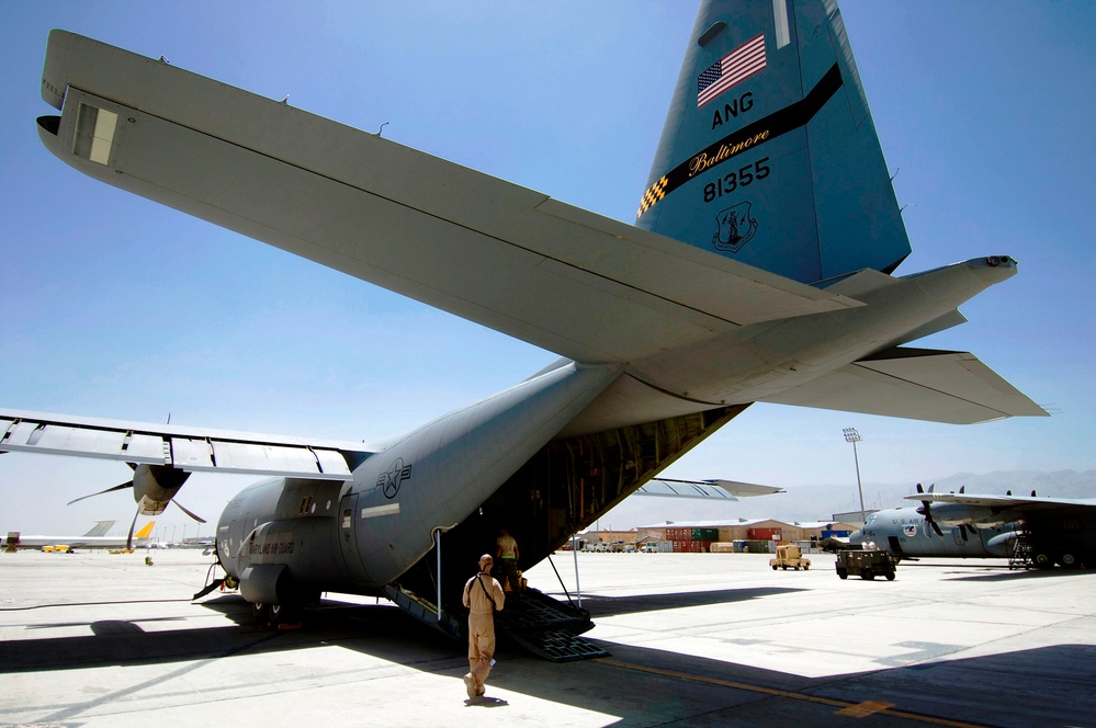 Air National Guard C-130 Hercules Prepares for Aeromedical Evacuation Mission in Afghanistan