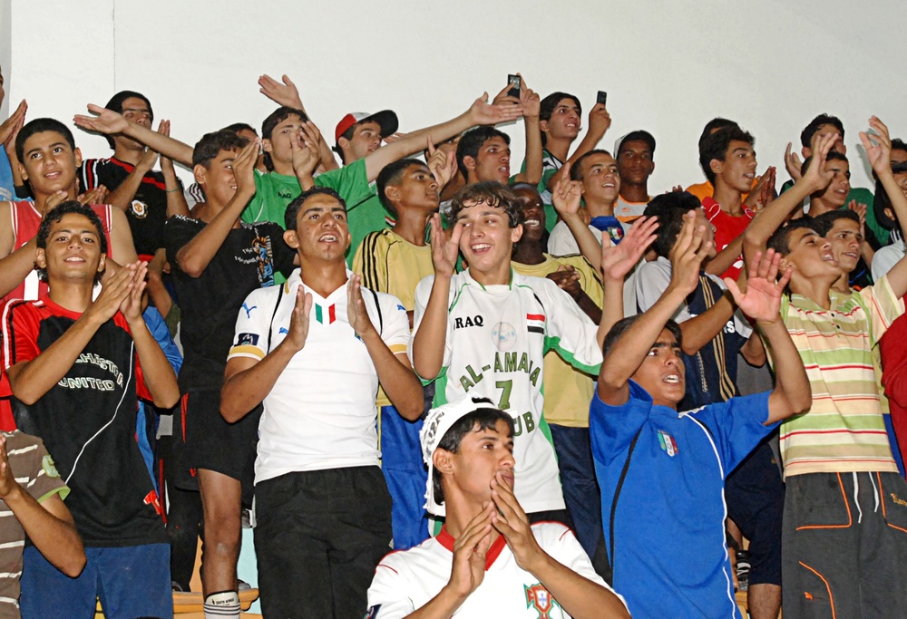 Children Celebrate Reopening of Karkh Club Gym in Baghdad