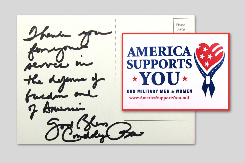 Rice Pens Message of Support for Troops at PGA Tournament