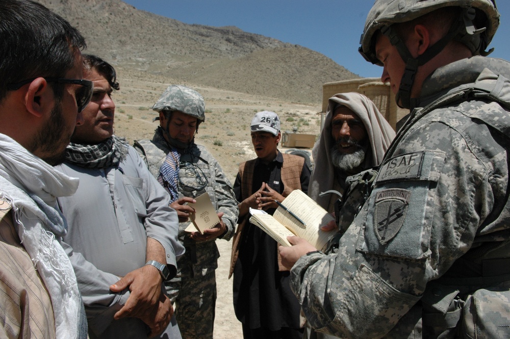 Army Captain Discusses Future Projects with Afghan Community Leaders