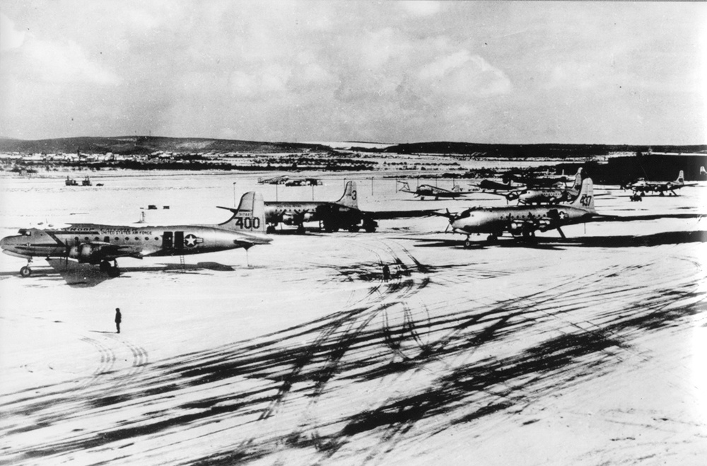 C-54 Transports Deliver Vital Supplies to Wiesbaden During Berlin Airlift