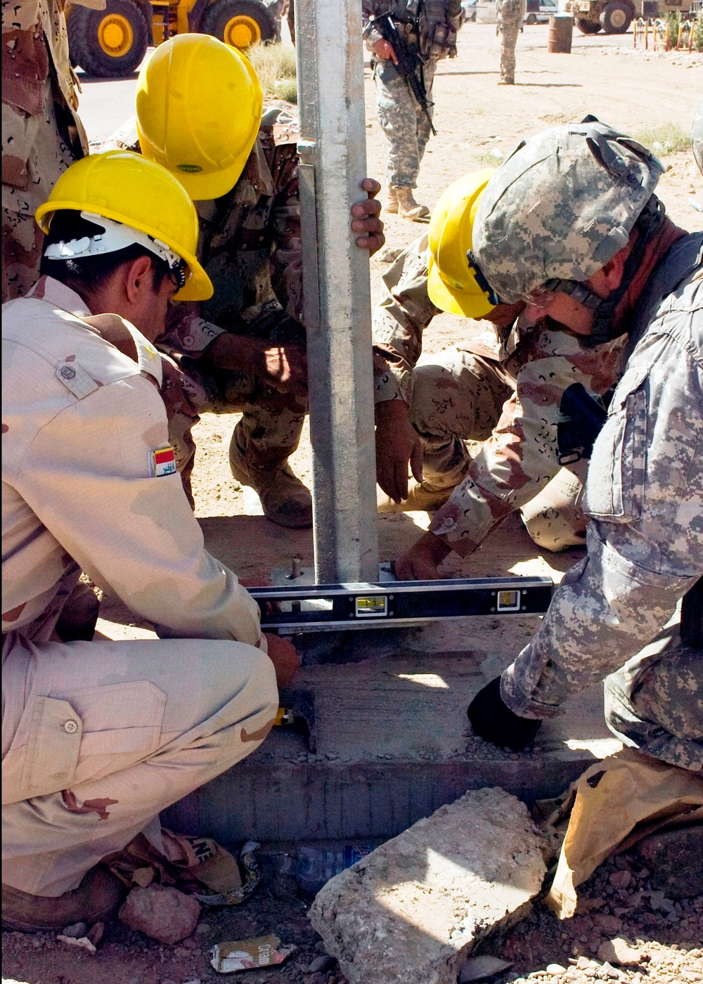 U.S. Contractor Assists Iraqi Army in Installing Solar-Powered Street Light