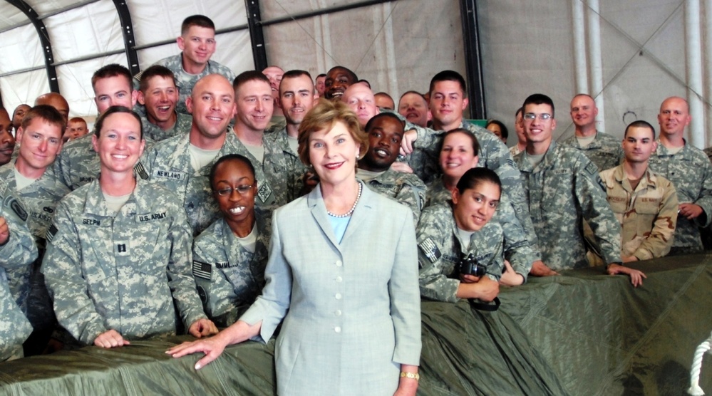 First Lady Laura Bush Visits Troops at Bagram Air Base