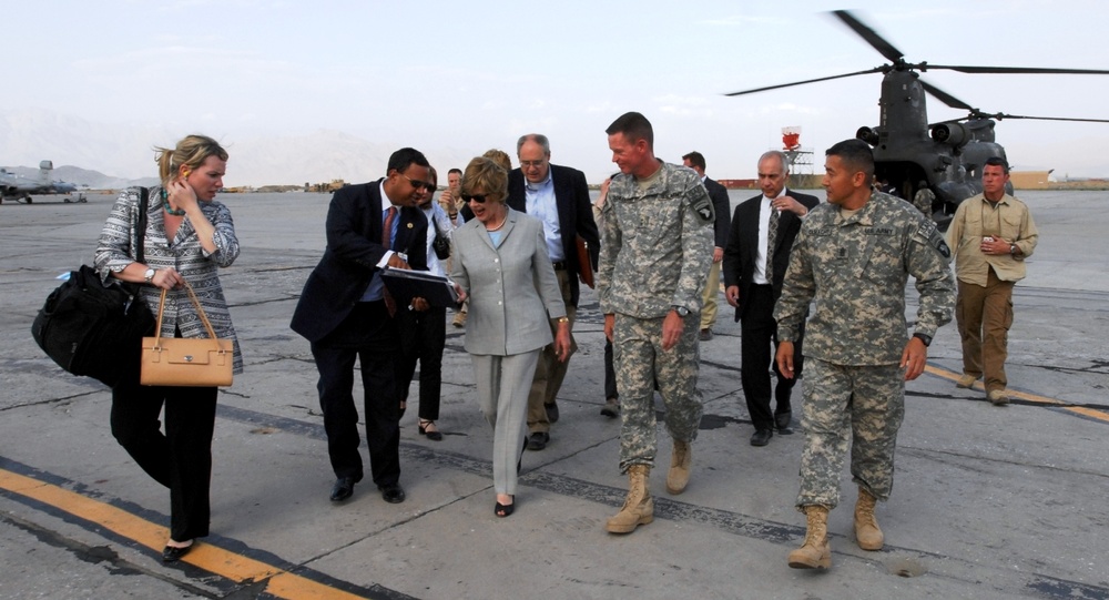 First Lady Laura Bush Visits Troops at Bagram Air Base in Afghanistan