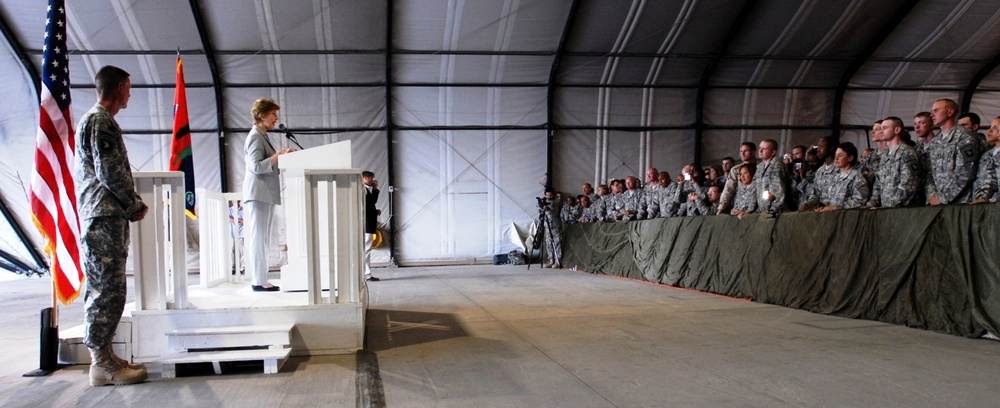 First Lady Laura Bush Visits Troops at Bagram Air Base in Afghanistan