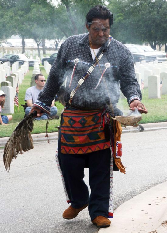 American Indian Performs Smudging Ceremony at Fort Sam Houston National Cemetery