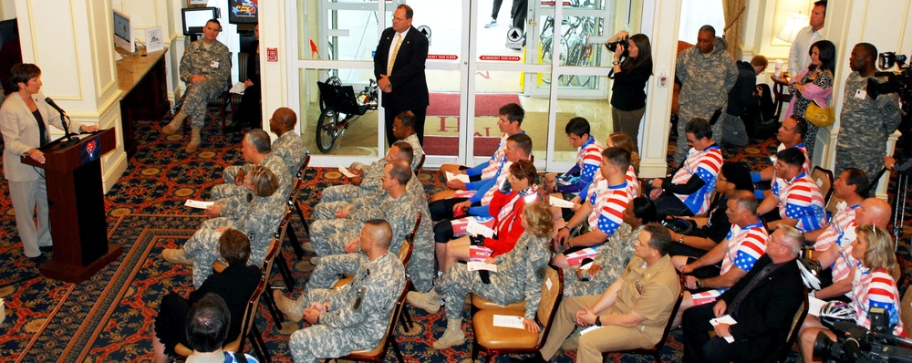 Defense Official Sends Off Cyclists on 480-Mile Ride