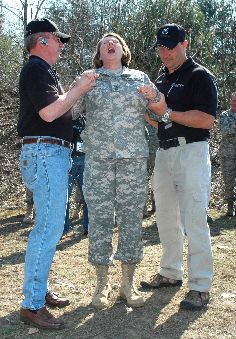 Arkansas Command Sgt. Maj. Deborah Collins Experiences Taser Shock During Demonstration