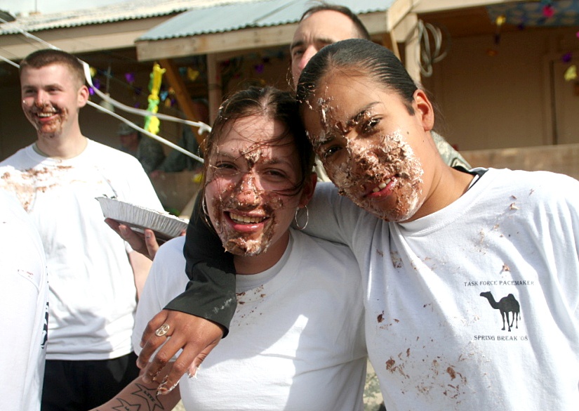 Soldiers Indulge in Pie-Eating Contest at Spring Break 2008 Festival in Afghanistan