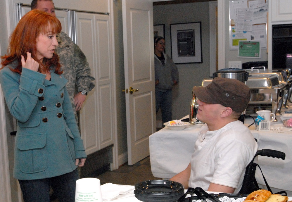 Comedian Kathy Griffin Visits Wounded Soldier at Walter Reed