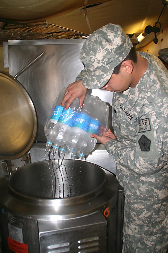Soldier Prepares Lunch at Forward Operating Base in Afghanistan