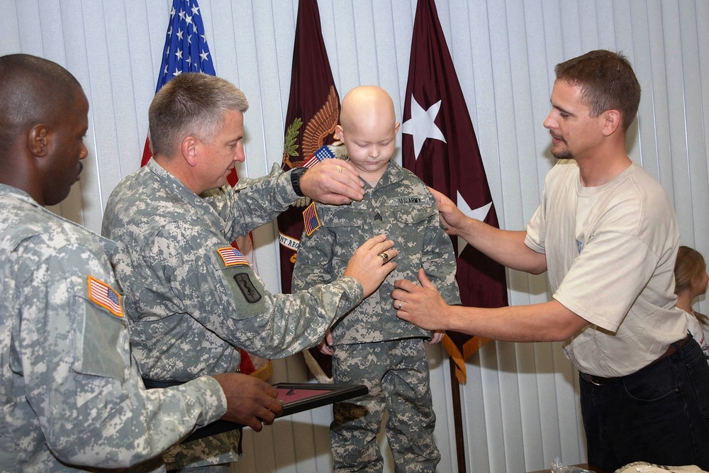 5-Year-Old Gavin Cox Promoted to Honorary Sergeant at Fort Sam Houston