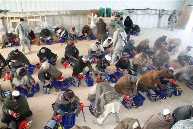 Afghan Men Learn Construction Skills at Military Base Workshop