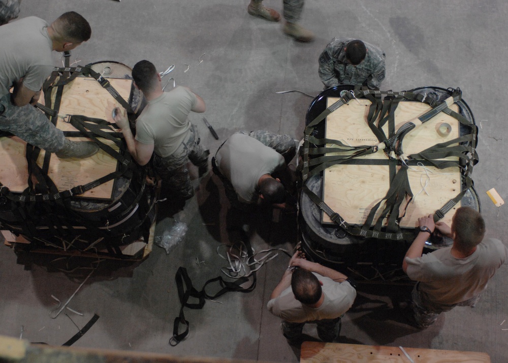 Army Quartermaster Detachment Prepares Supply Bundles for Forward Deployment in Afghanistan