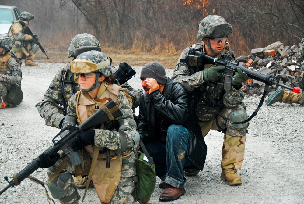 Troops Train in Full Gear at Camp Atterbury