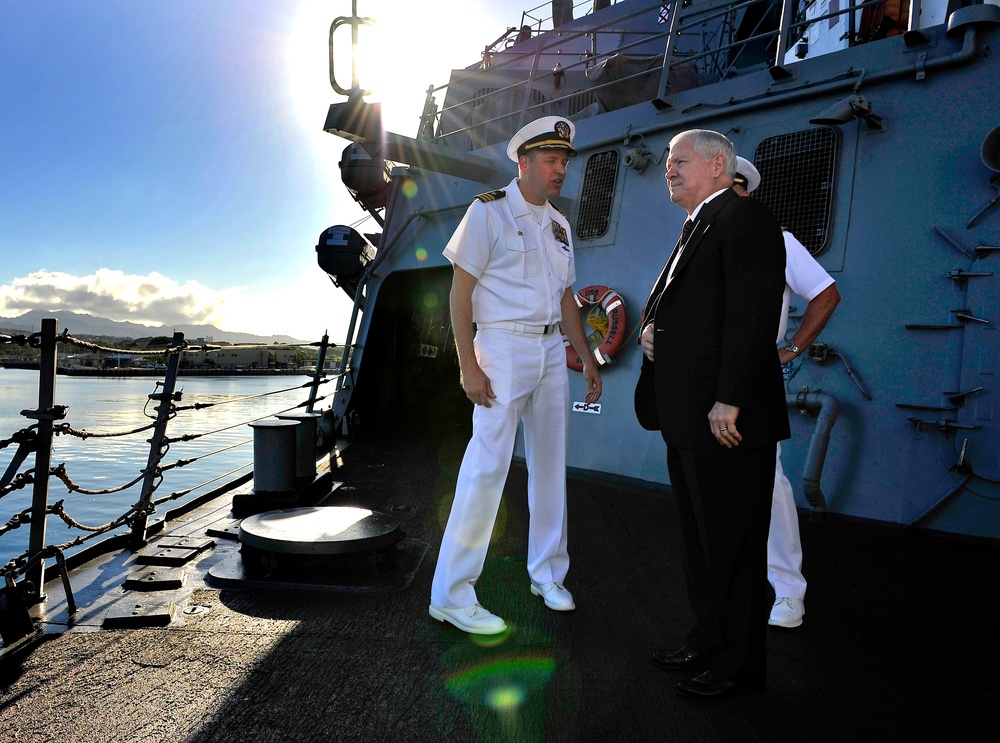 Defense Secretary Gates Visits USS Russell in Pearl Harbor