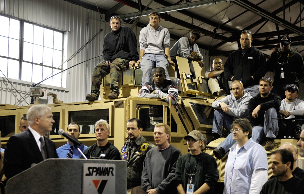 Defense Secretary Gates Visits Vehicle Integration Facility in Charleston