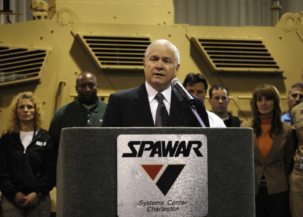 Defense Secretary Gates Visits Vehicle Integration Facility in Charleston