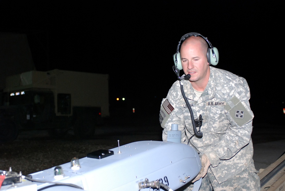 Army Technician Prepares Unmanned Aerial System for Launch in Iraq