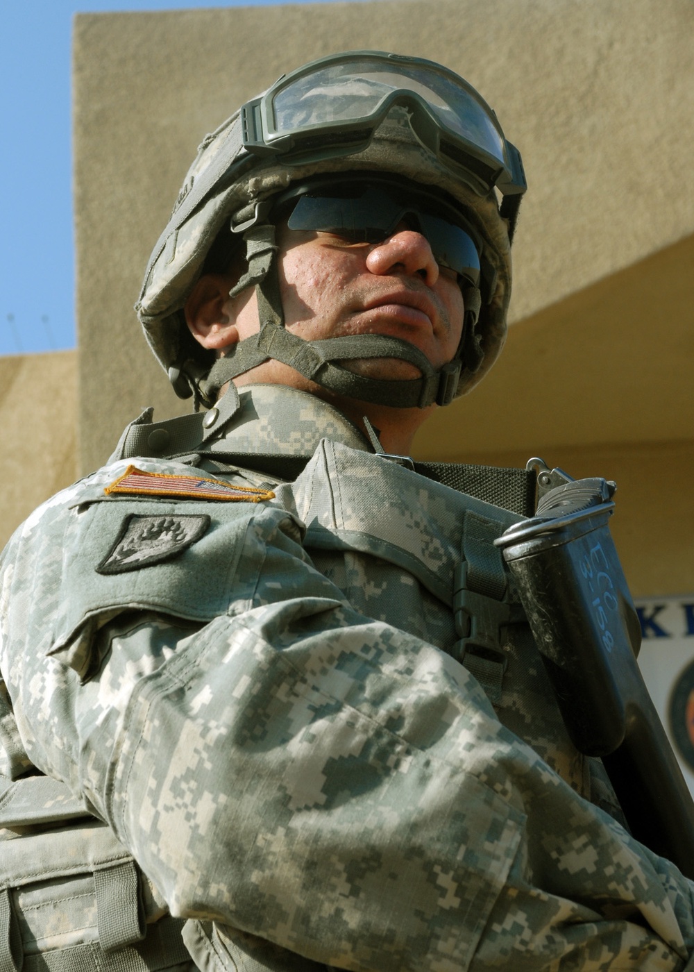 Soldier Stands Guard at Camp Taji During Base Exercise