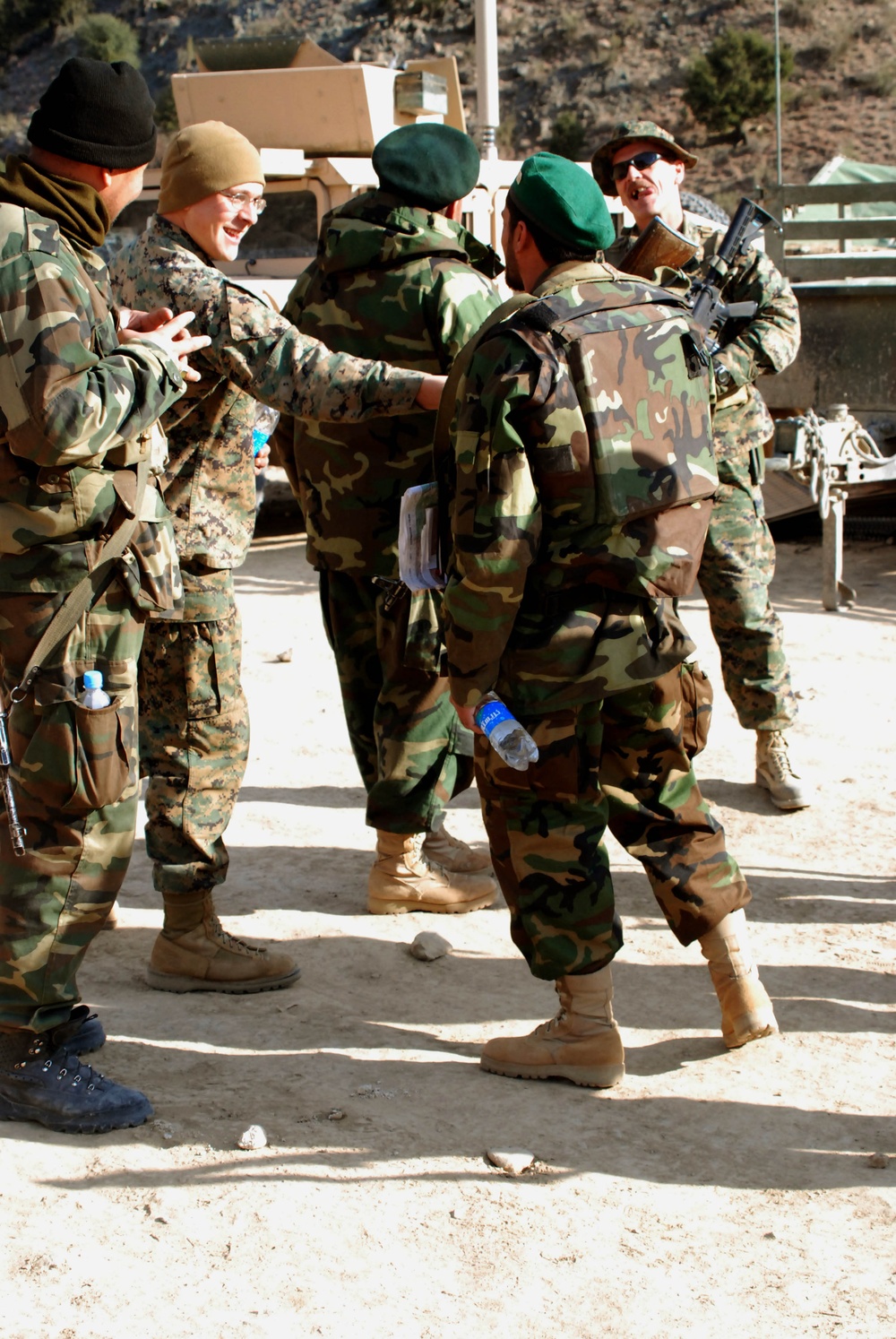 U.S. Marine Greets Afghan Army Commander at Border Checkpoint