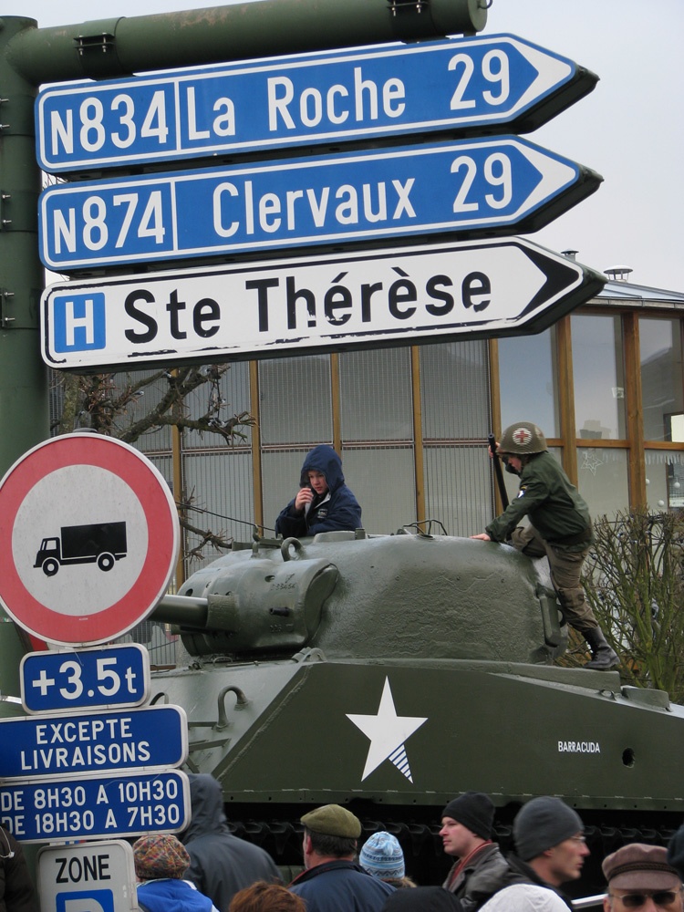 Belgian Children Play on WWII Sherman Tank in Bastogne