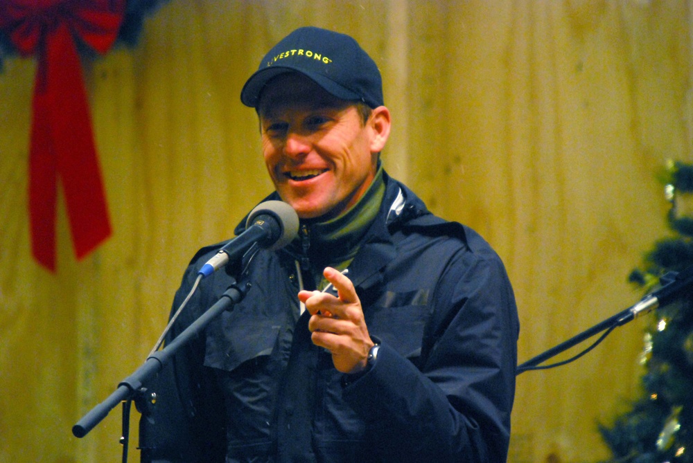 Lance Armstrong Inspires Troops at USO Show in Afghanistan