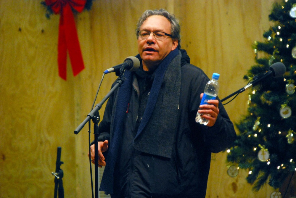 Comedian Lewis Black Entertains Troops at USO Show in Afghanistan