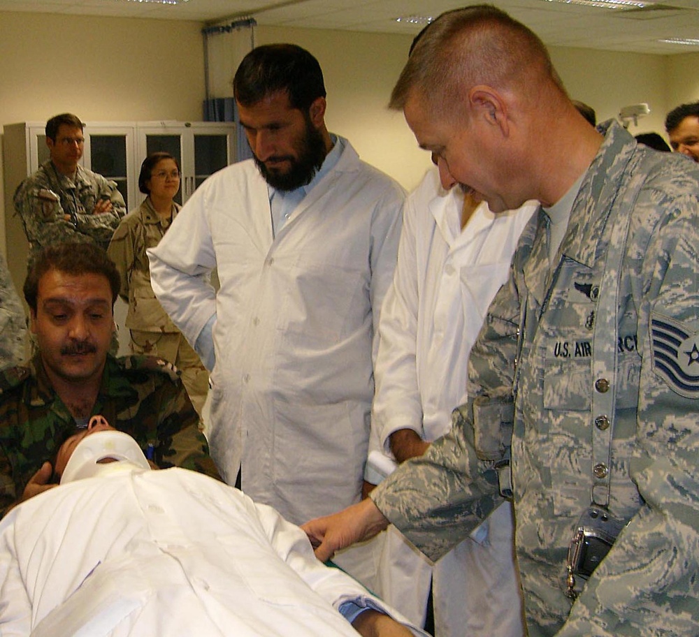 Air Force Medic Trains Afghan Army on Spinal Immobilization