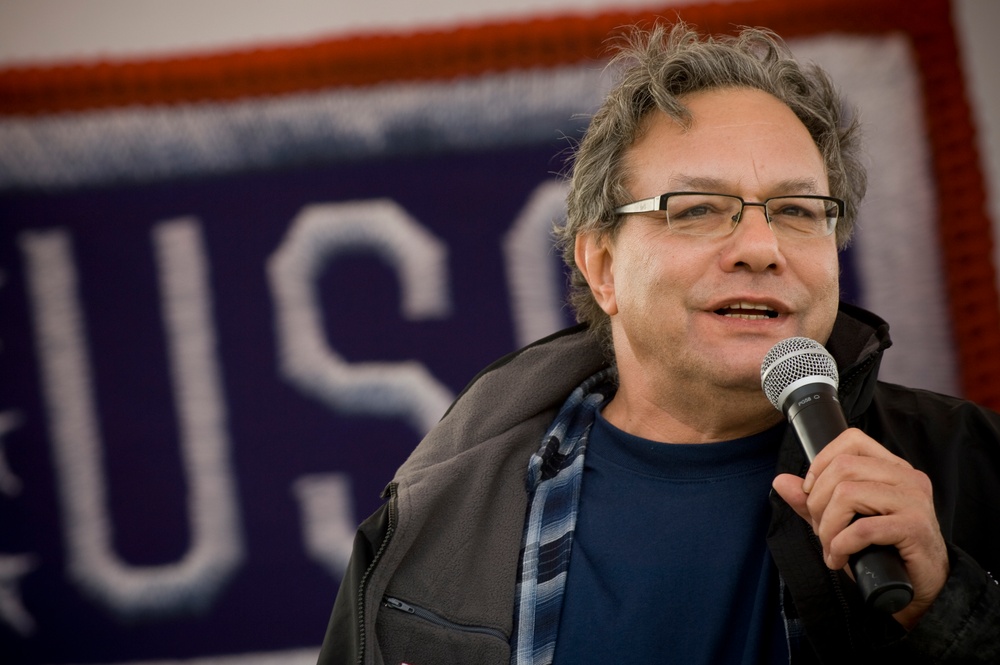 Comedian Lewis Black Entertains Troops During USO Holiday Tour in Kuwait