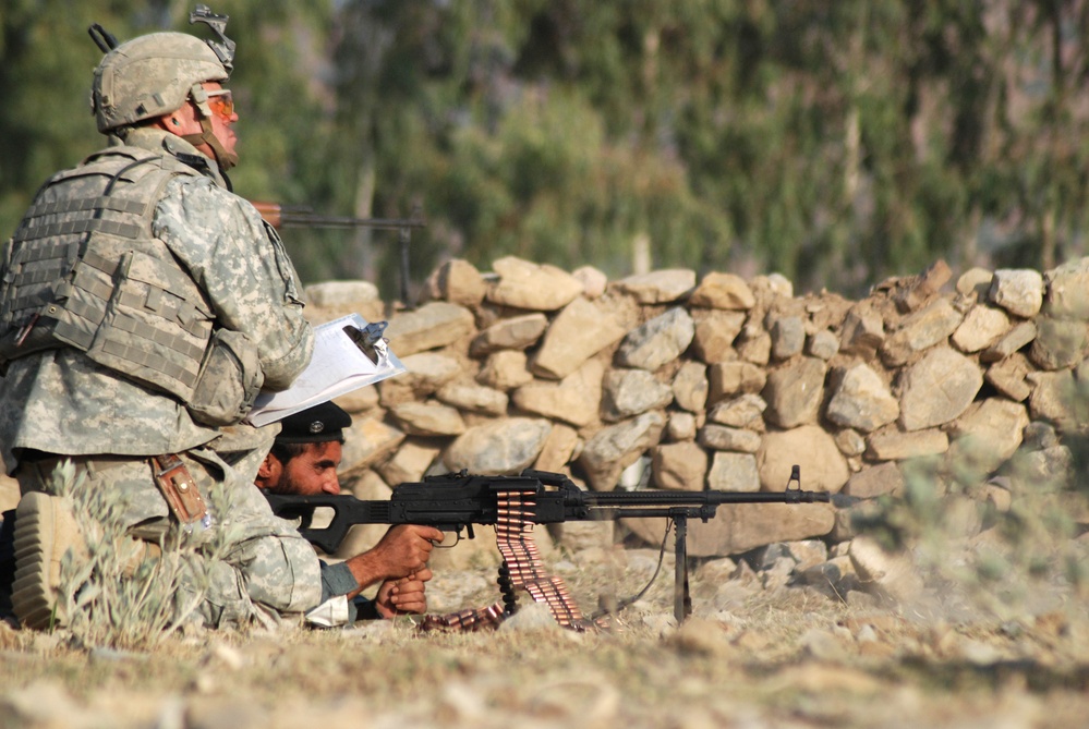 Afghan Border Police Receive Machine Gun Training from U.S. Sergeant