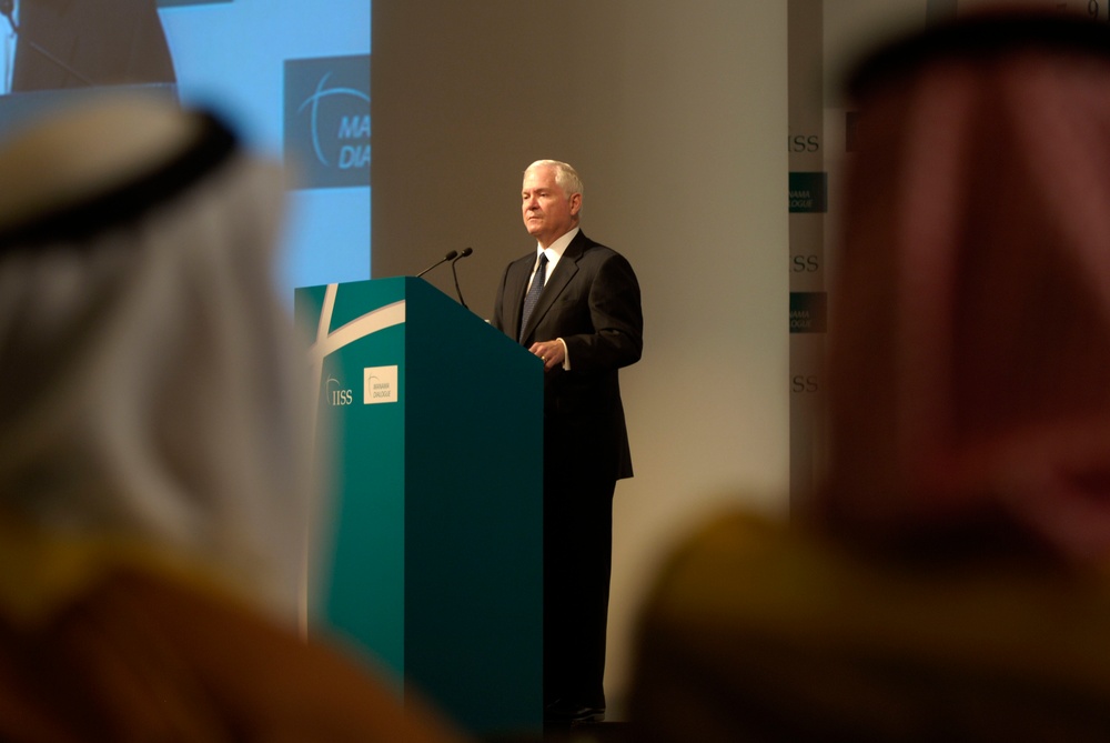 Defense Secretary Gates Addresses Manama Dialogue Security Conference in Bahrain