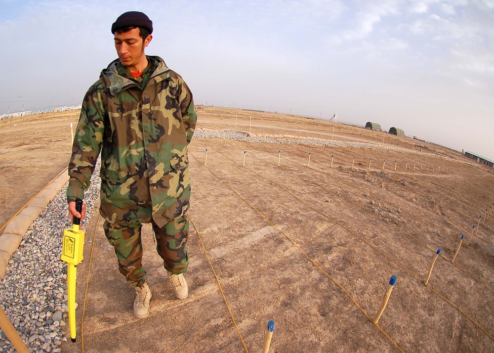 Afghan Army Sergeant Clears Mines at EOD Training School