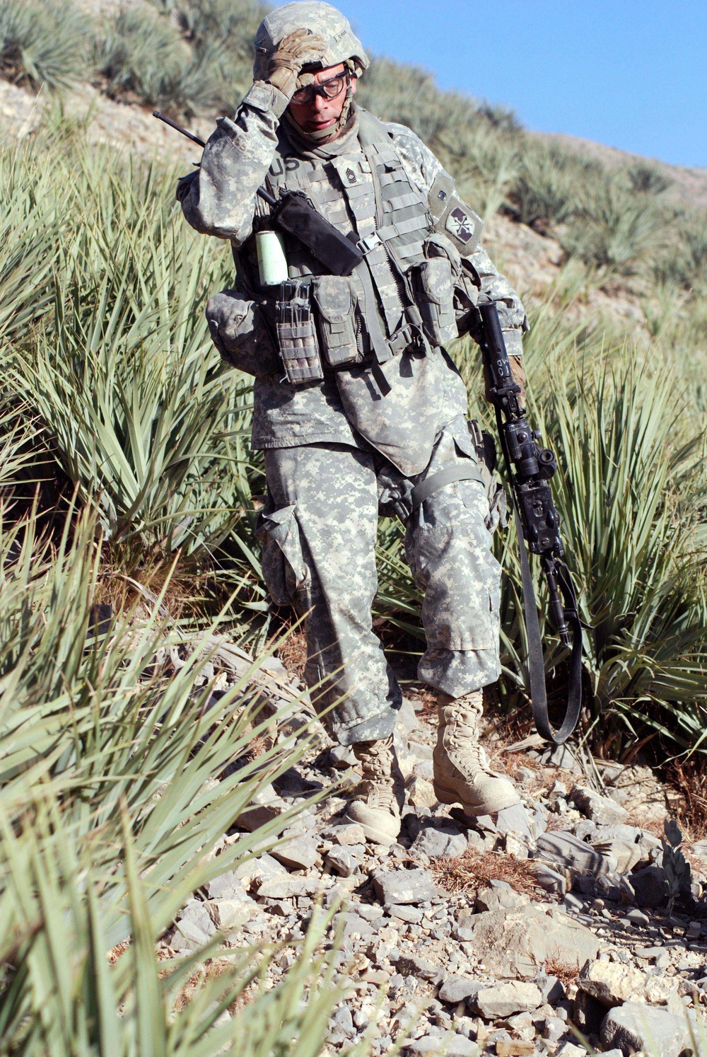 Army Master Sgt. Climbs Down Mountain During Security Patrol in Afghanistan