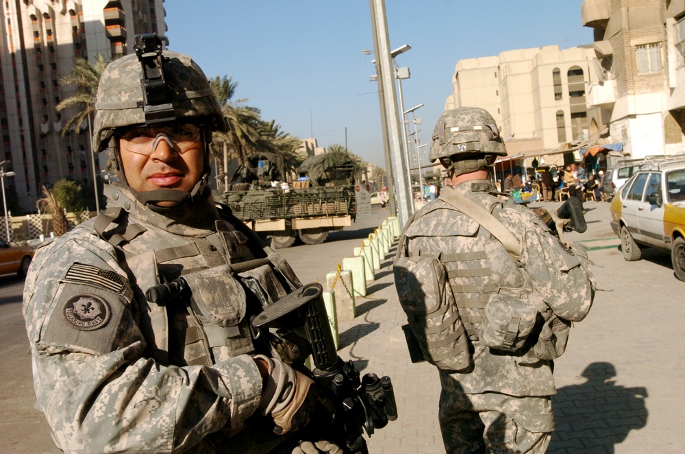 Army Sergeant Keeps Watch During Baghdad Clearing Operations