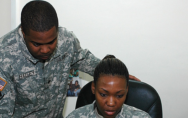 HR Specialists Discuss Personnel Actions at Camp Taji, Iraq
